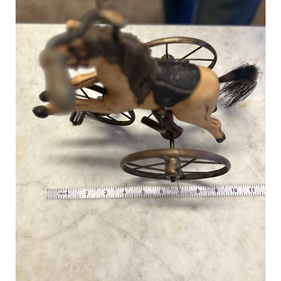 Vtg Primitive Horse Tricycle Iron Pedal Toy Folk Art Whimsical Storybook Holiday - Picture 12 of 14